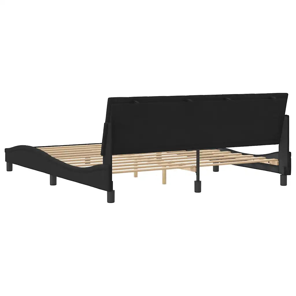 Letto matrimoniale | Letto per adulti | Giroletto senza Materasso Hanko Nero 180x200 cm in Velluto
