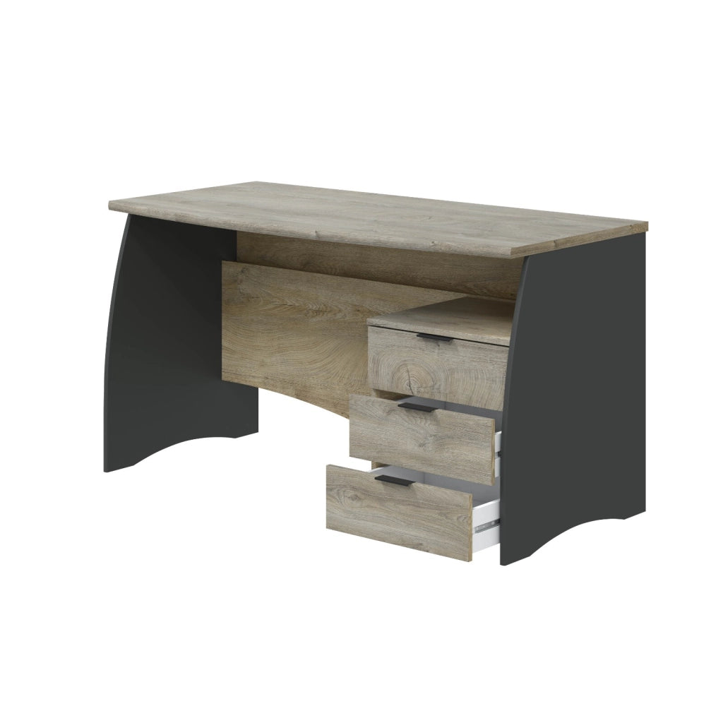 Scrivania Mobile Desk Scrittoio Da Studio 3 Cassetti Per Ufficio Soggiorno Sala Da Pranzo 136 x 74 x 67 cm Grigio Rovere