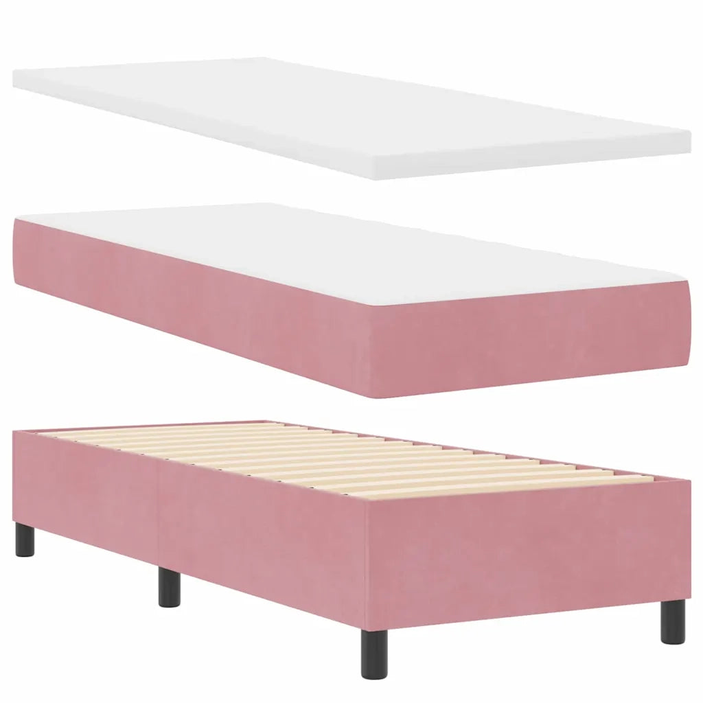 Letto a molle con materasso con led Rosa 80 x 200 cm Velluto
