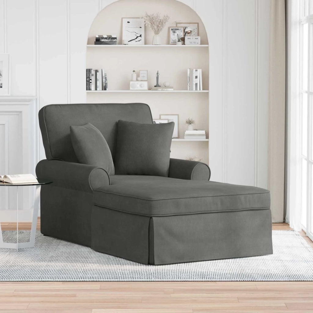 Chaise Longe con Gonna 3 pz Grigio scuro Tessuto in Cords CFW6618489