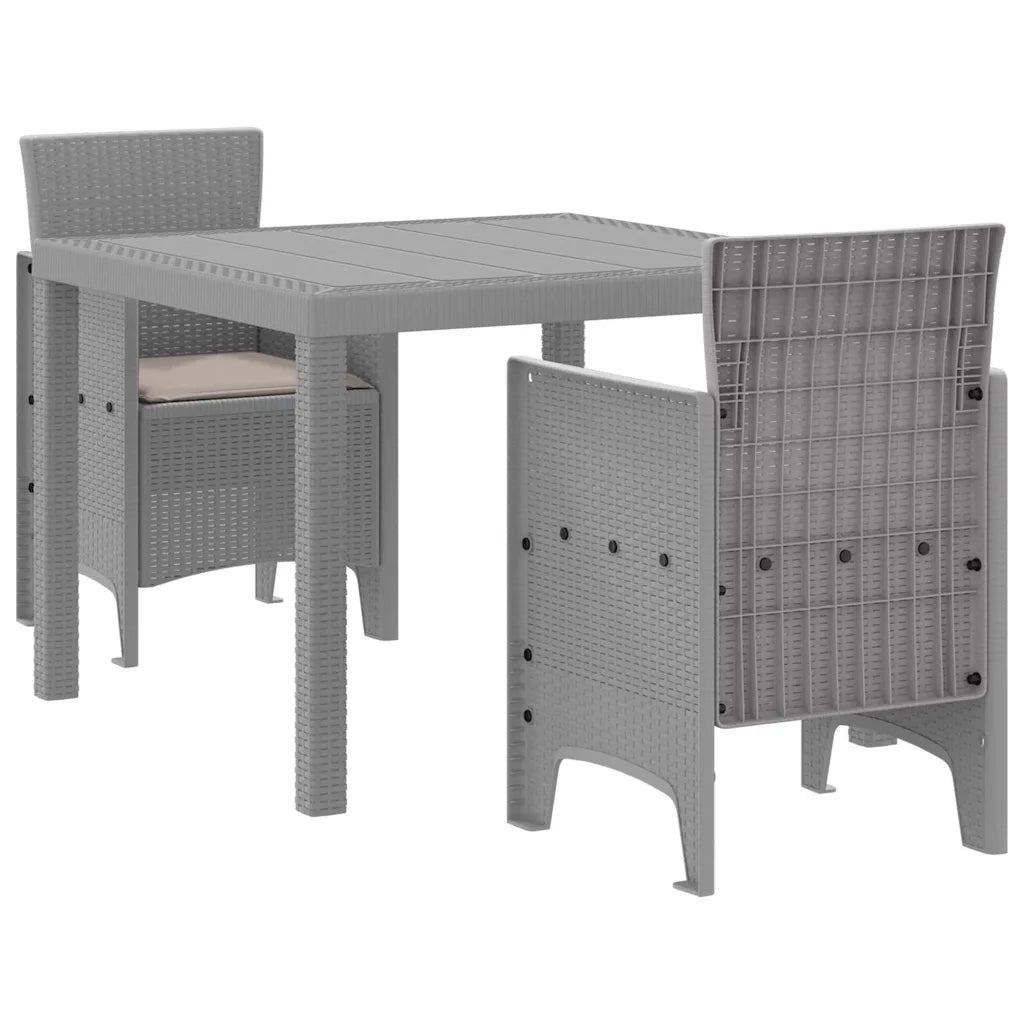 Set da Pranzo per Giardino 3 pcs Grigio chiaro Polipropilene 3378688
