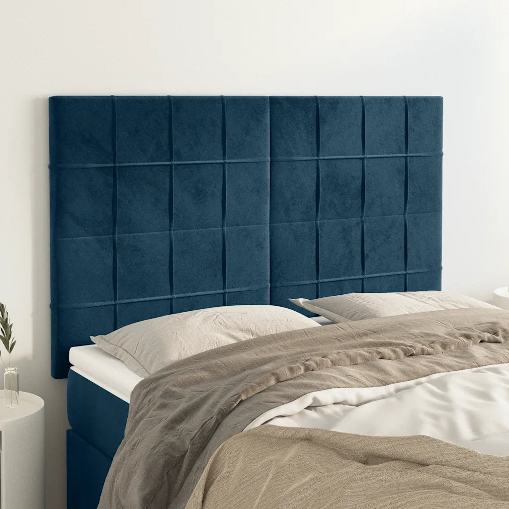 Testiera | Testata Blu Scuro 144x5x118/128 cm Velluto