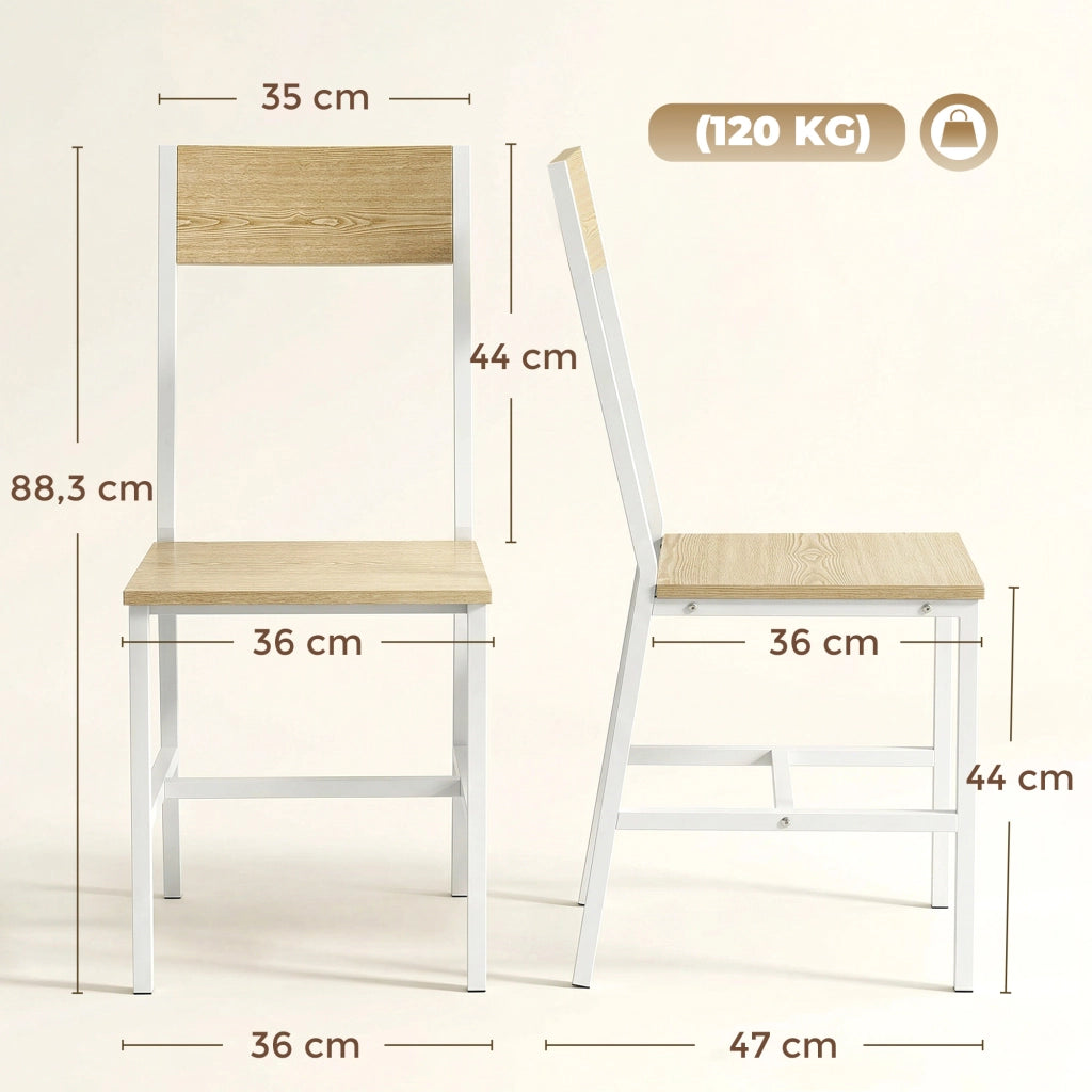 Set 2 Sedie da Pranzo ¨C Xylo ¨C Struttura Metallo Schienale Inclinato Naturale