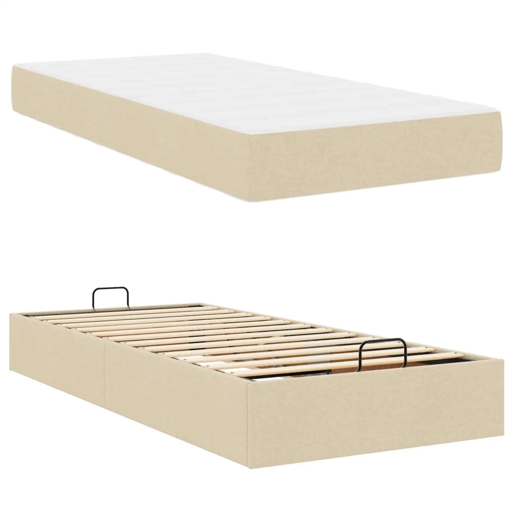 Struttura letto con materasso 2 pz-Giroletto con materasso Crema Tessuto 561443
