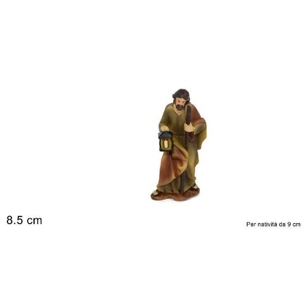 Trade Shop - Statuina San Giuseppe 8.5cm Per Presepe In Resina Decoro Natale Natalizi Natività -