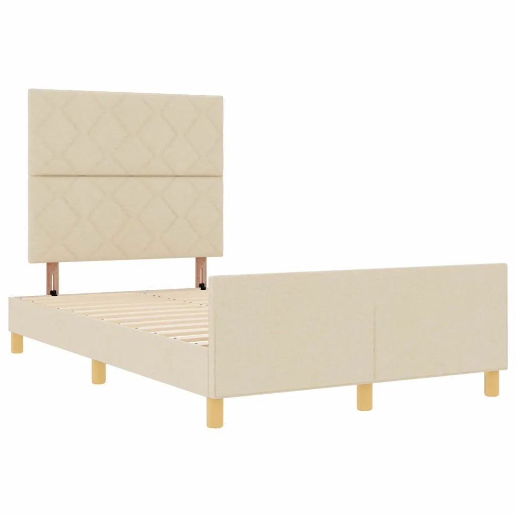 Struttura del letto con testiera Crema 120 x 200 cm Tessuto