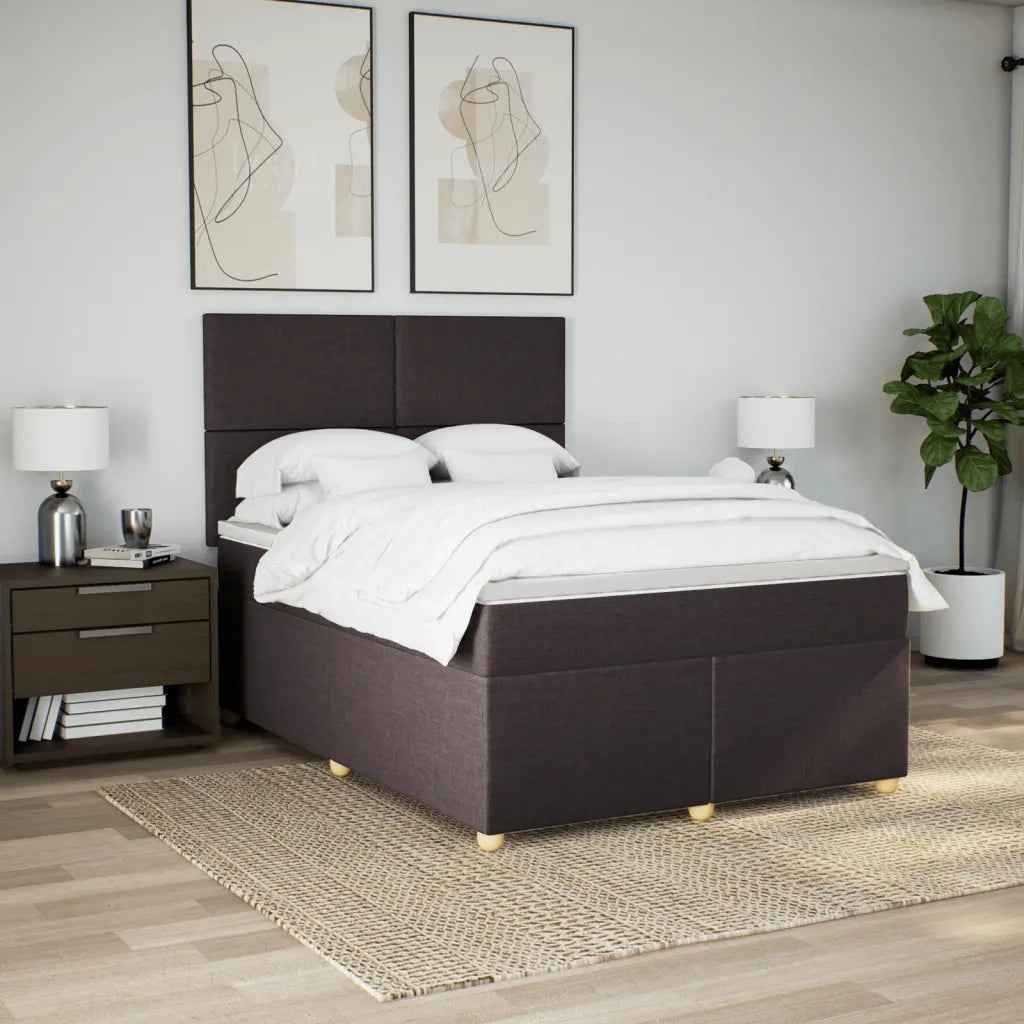 Giroletto a Molle con Materasso Marrone Scuro 140x190cm Tessuto 3293571