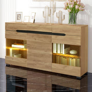 MADIA Set da 3 pezzi in rovere con LED, 3 cassetti