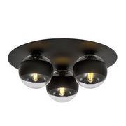 Plafoniera Minimal Mnemosine Acciaio Nero 3 Luci E14 Ip20
