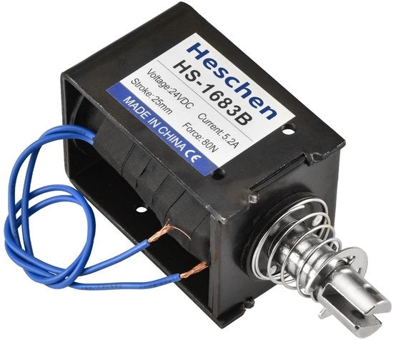 Solenoido elettromagnetico - Tensione DC 24V 5,2A - Movimento lineare potente - Carcassa aperta - Tipo di spinta lineare - Adatto per automi e applicazioni domestiche...