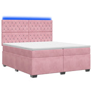 Letto box spring con materasso Rosa 200 x 200 cm Velluto 3455173