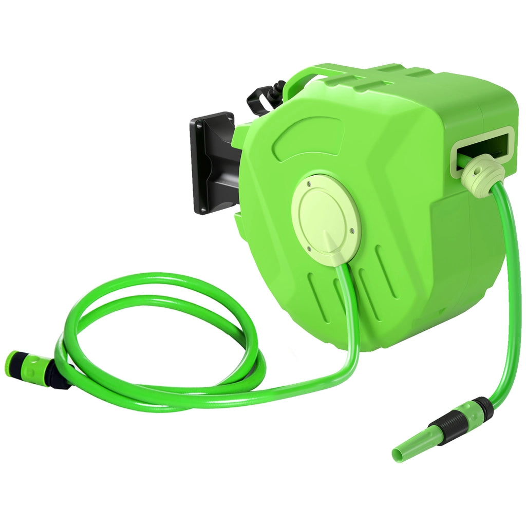 Avvolgitubo da Giardino Retrattile con Tubo 15 m ¨C zephmum ¨C Verde Plastica