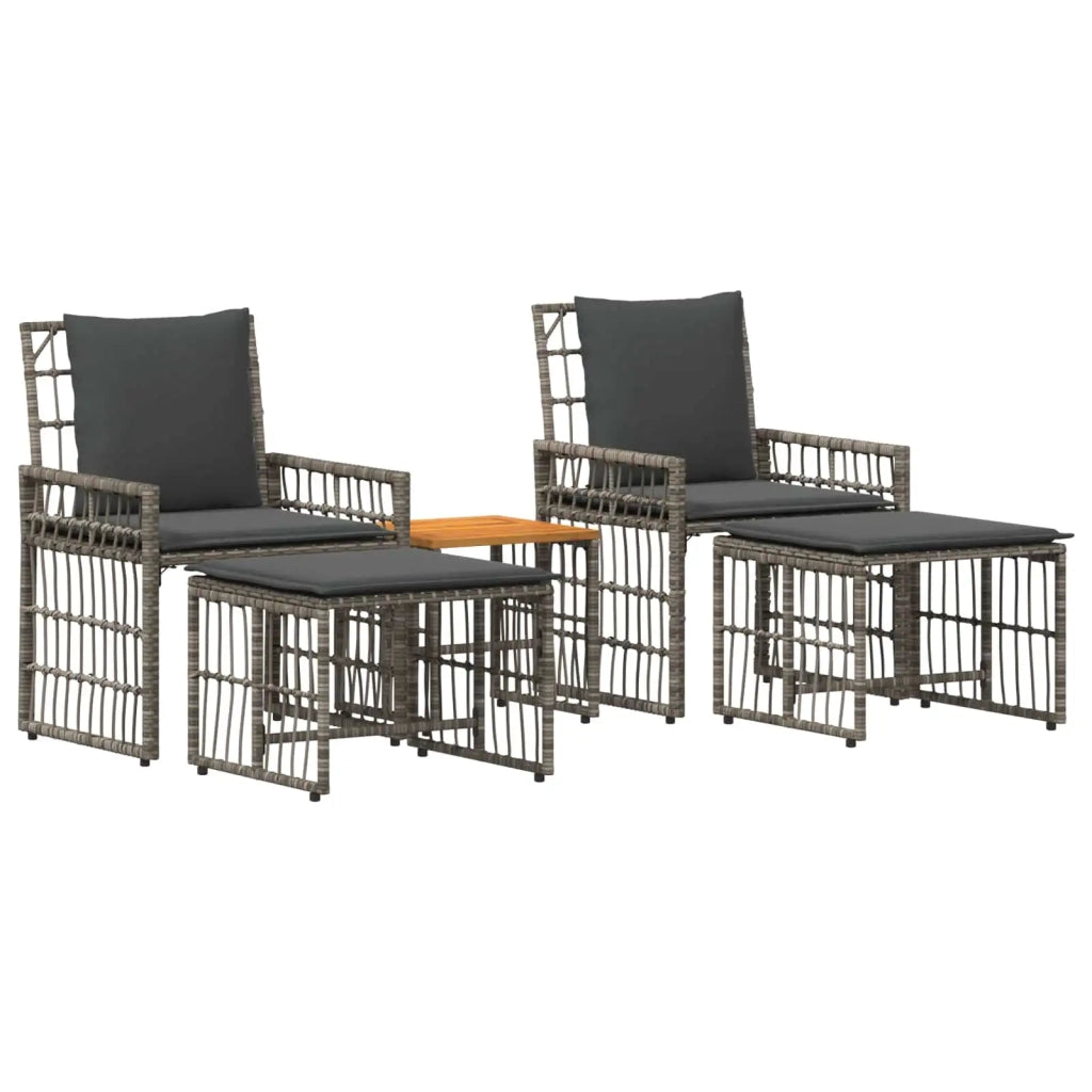 Set di Mobili da Esterno 5 pcs Nero e Grigio scuro 42025138