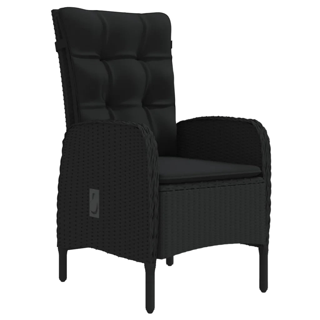 Set da Pranzo da Giardino 5 pz con Cuscini Nero 3099366
