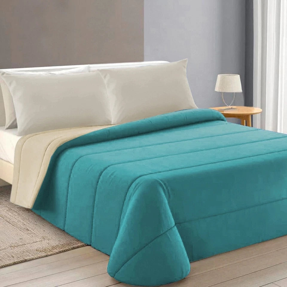 Trapunta Piumone Invernale DoubleFace 250gr Coperta Calda Letto Matrimoniale Made In Italy Verde