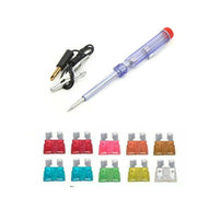 KIT 10 FUSIBILI AUTO MOTO TESTER PINZA ELETTROSONDA E CACCIAVITE CERCAFASE 02772
