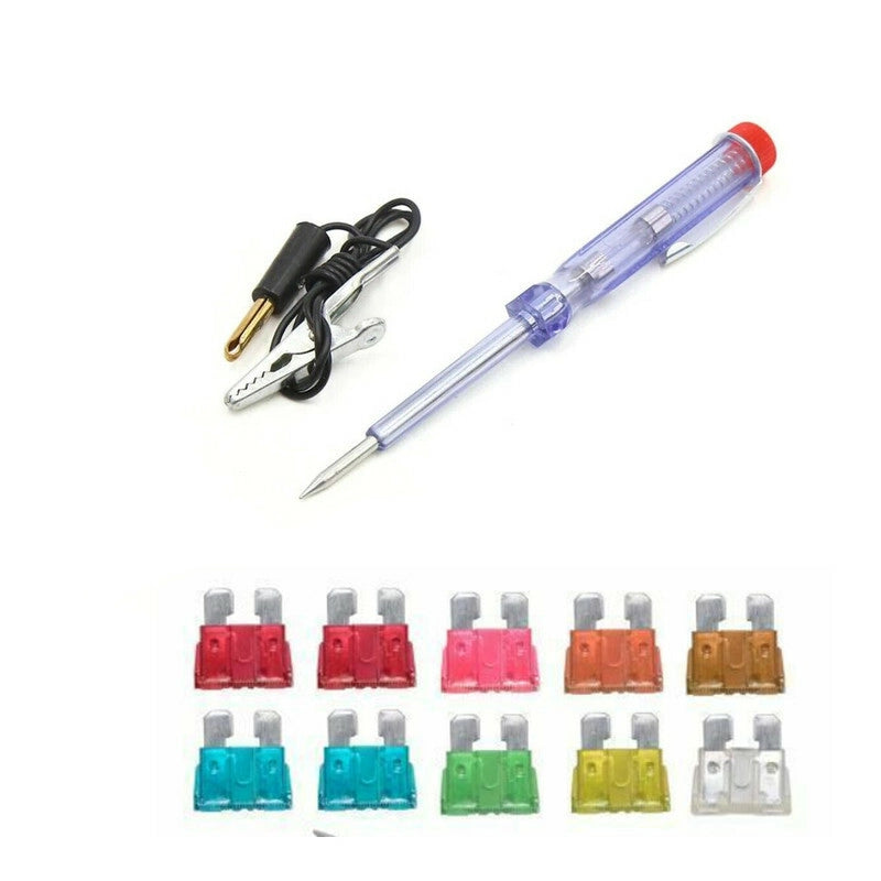 KIT 10 FUSIBILI AUTO MOTO TESTER PINZA ELETTROSONDA E CACCIAVITE CERCAFASE 02772
