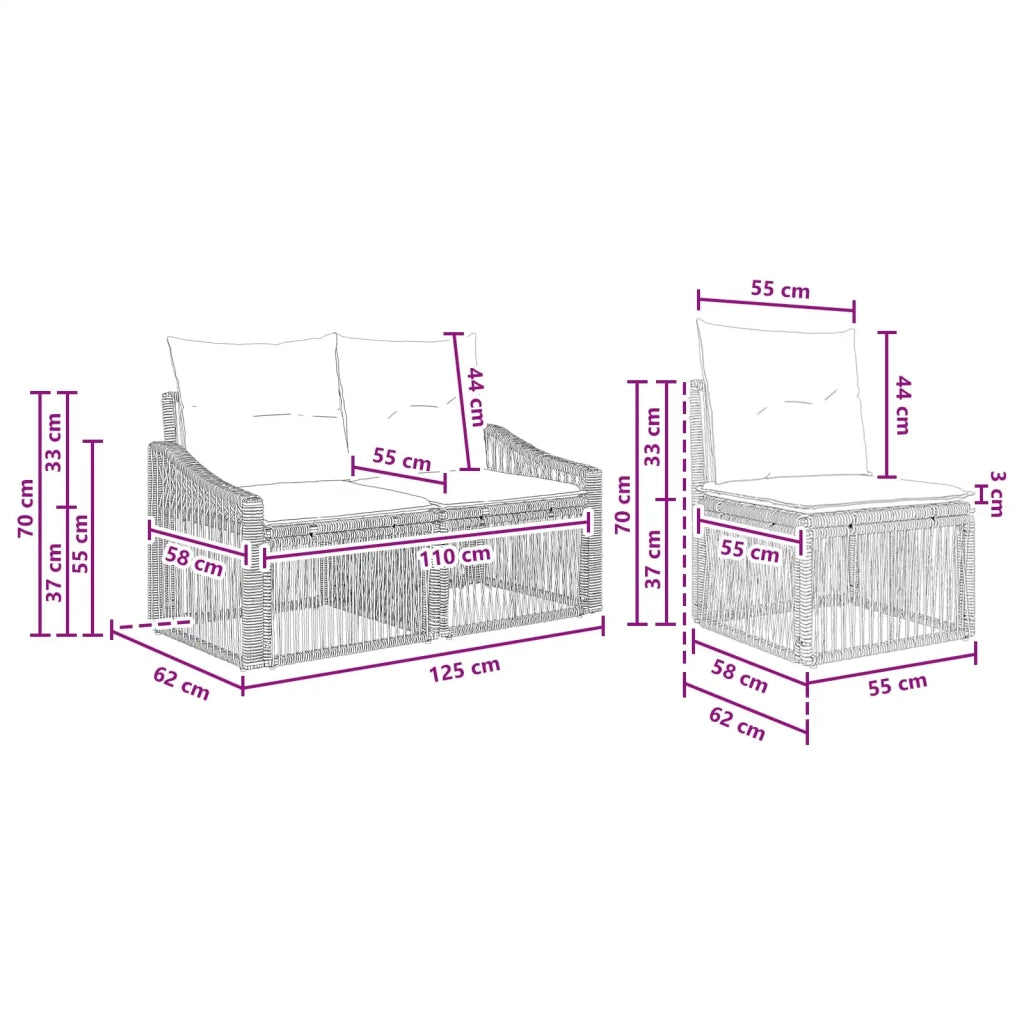 Set Divano da Giardino 4 pz Nero polyrattan 3435928