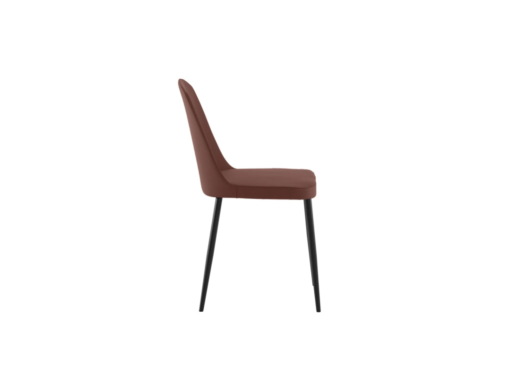 Sedia Tamara da pranzo moderna rivestimento soft-touch bordeaux gambe in metallo nero, design elegante 45x52x85 cm - Seduta Design