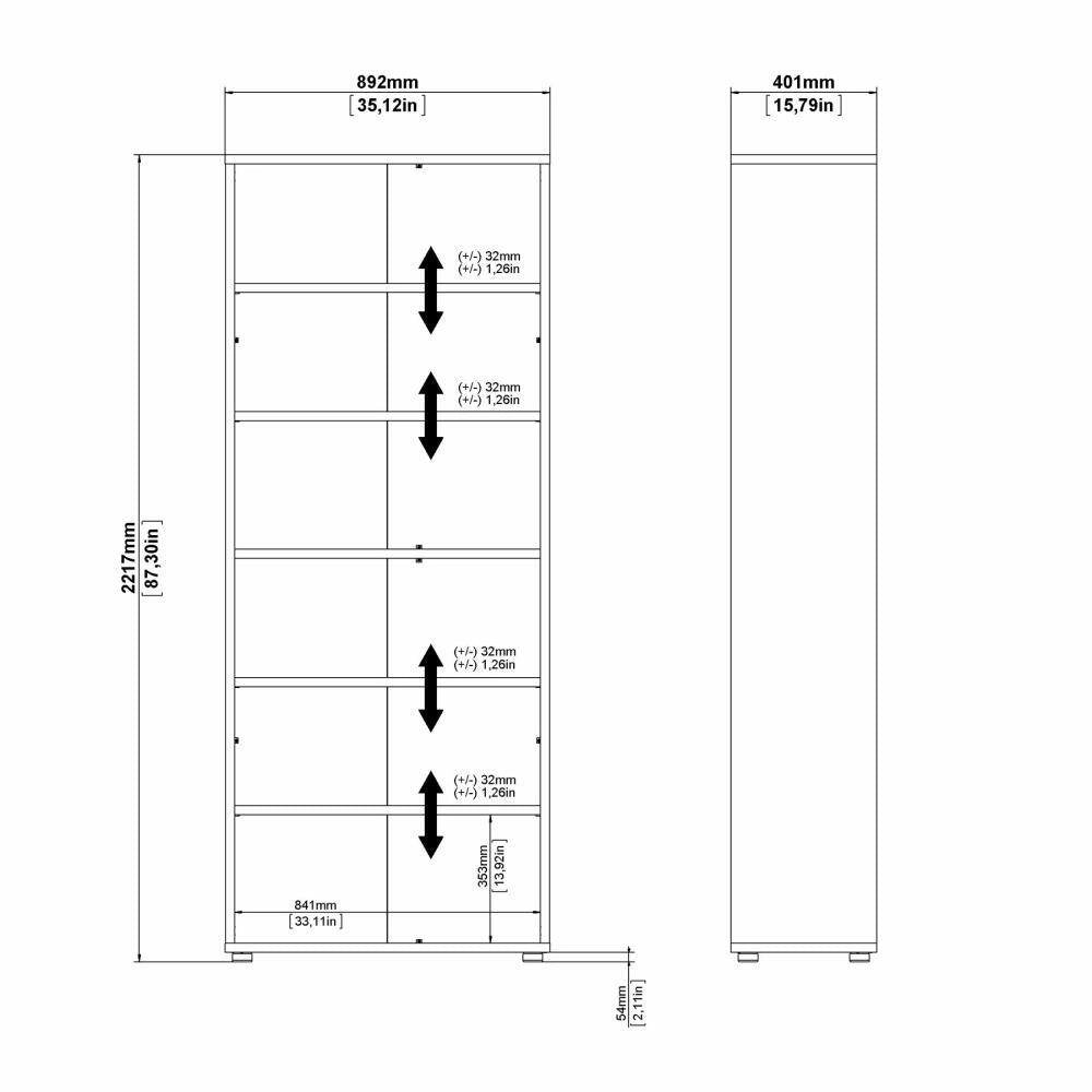 Libreria Armon, Scaffale da ufficio, Mobile portalibri, Biblioteca, 89x40 h222 cm, Bianco