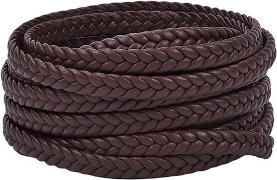 Cordone in pelle - Cordone per gioielli - 3mm spesso - Pelle sintetica - Cocco marrone - Cordone a bolo con cravatta - Adatto per bracciale e collana - Pianamente intrecciato - 5 metri x 10 mm - Cordone in pelle sintetica intrecciato per creare gioielli.