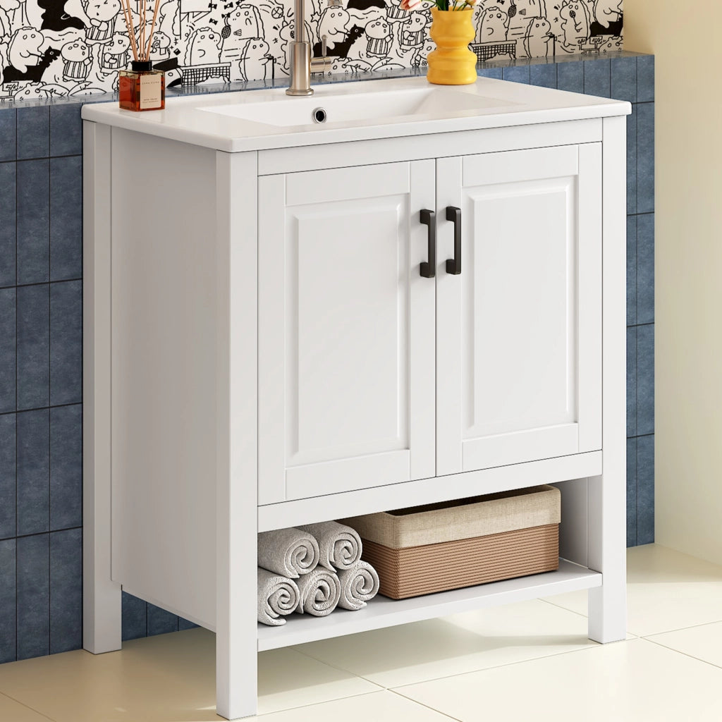 MOBILE BAGNO con lavabo integrato 76,5x47x83 cm MDF e ceramica bianco