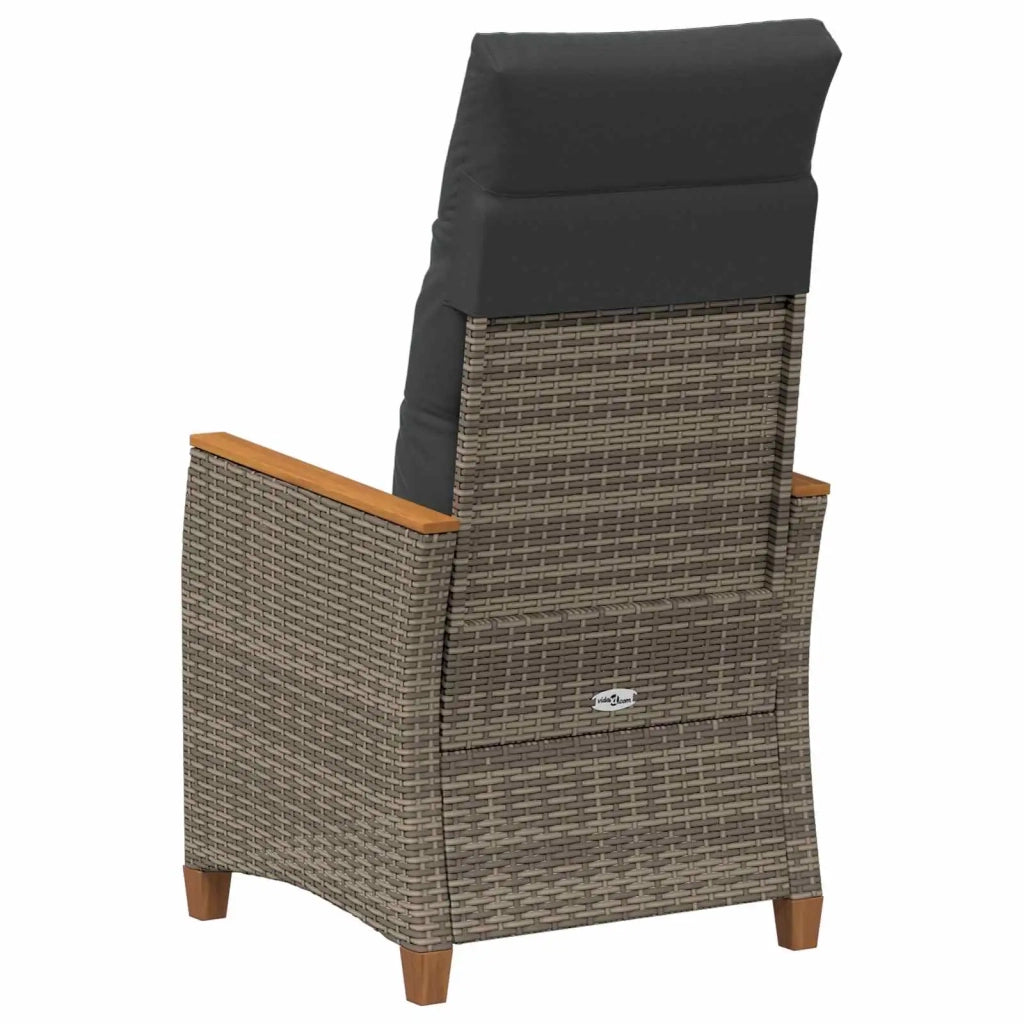 Sedia da giardino reclinabile Grigio e Grigio Scuro polyrattan 42026860