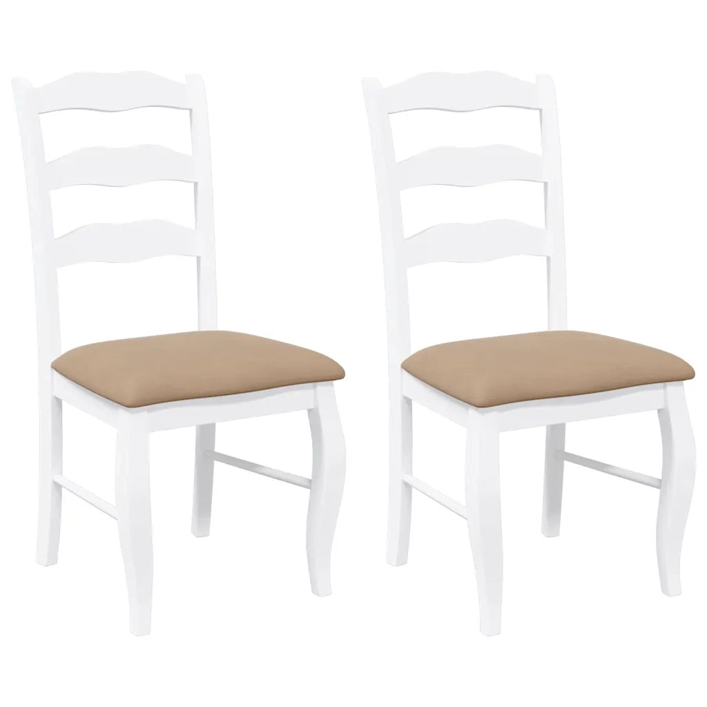 Sedie da Pranzo con Cuscini 2 pz | Sedie da cucina Bianco Legno Massello di Hevea