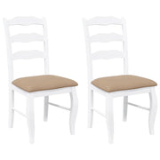 Sedie da Pranzo con Cuscini 2 pz | Sedie da cucina Bianco Legno Massello di Hevea