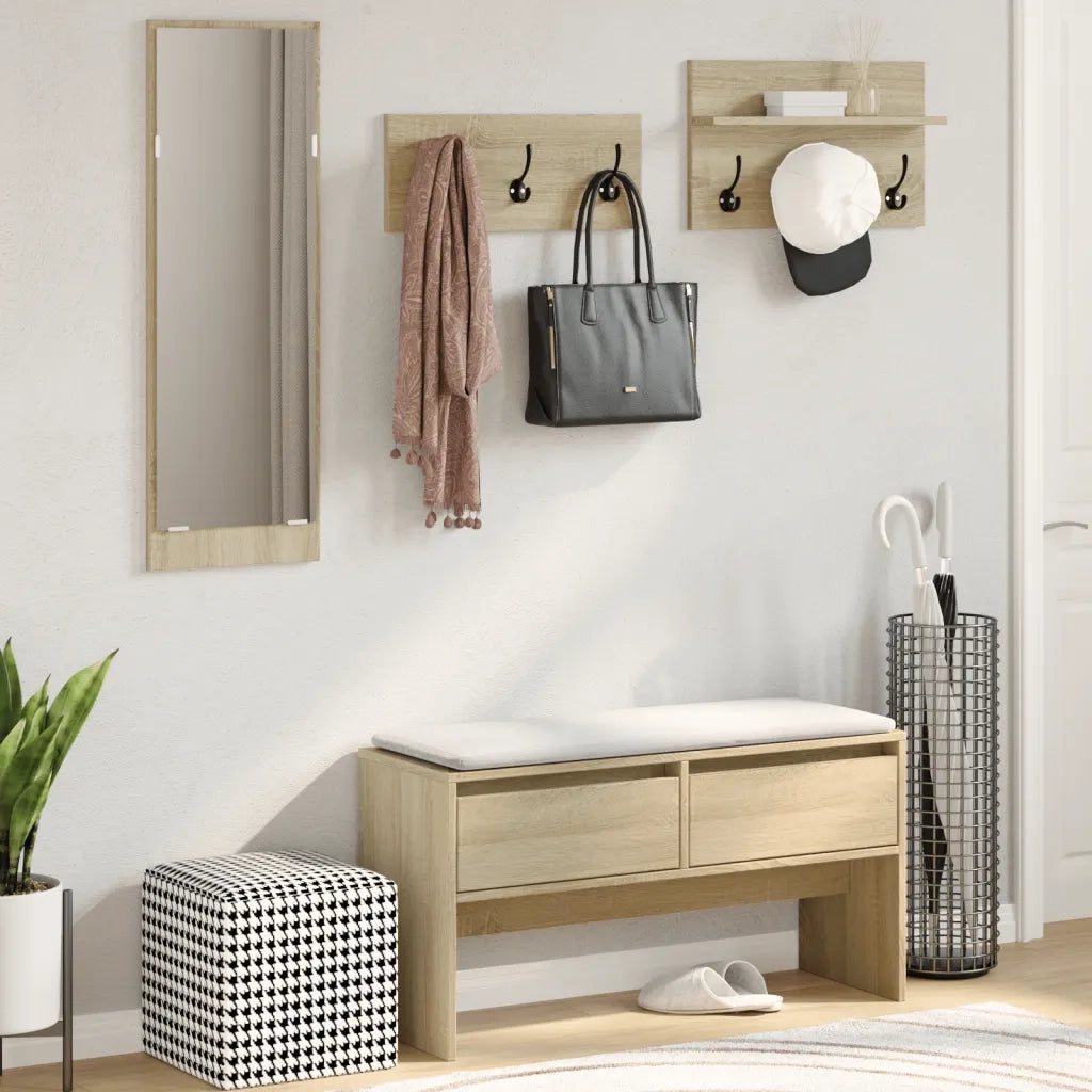 Set Mobili da Ingresso 4 pz Rovere Sonoma in Legno Multistrato