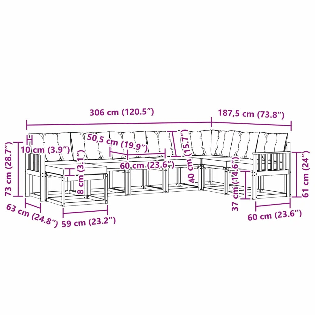 Set di divani da esterno 8 pcs Bianco e Grigio Chiaro 3389761