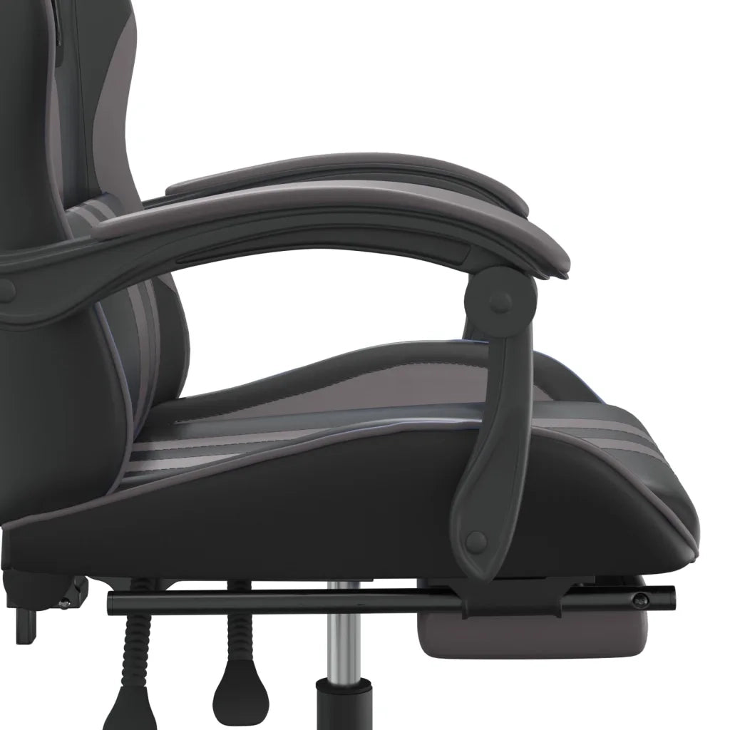 Sedia da Gaming | Sedia da e-sports Girevole Poggiapiedi Nero e Grigio Similpelle