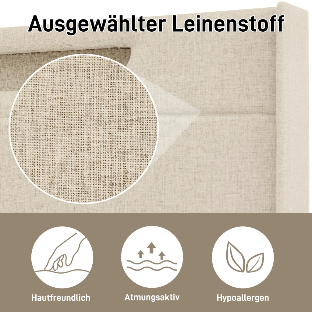 letto imbottito lino beige 160 x 200 cm