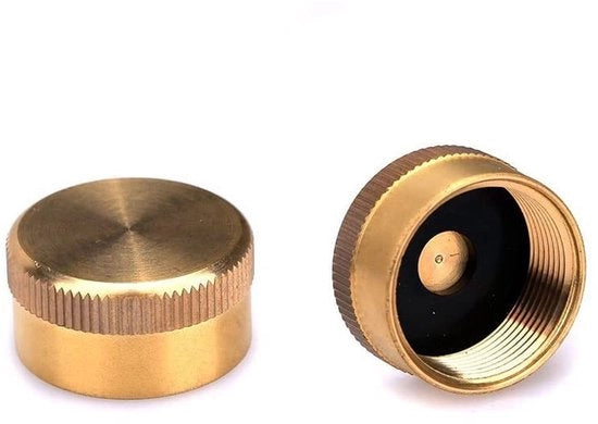 Propaanflesdop universale 1"-20 2 pezzi - Coperchio di chiusura in ottone - Adatto per 1 lb serbatoio di gas - Connesione ermetica - Resistente e stabile - Coperchio di gasfles