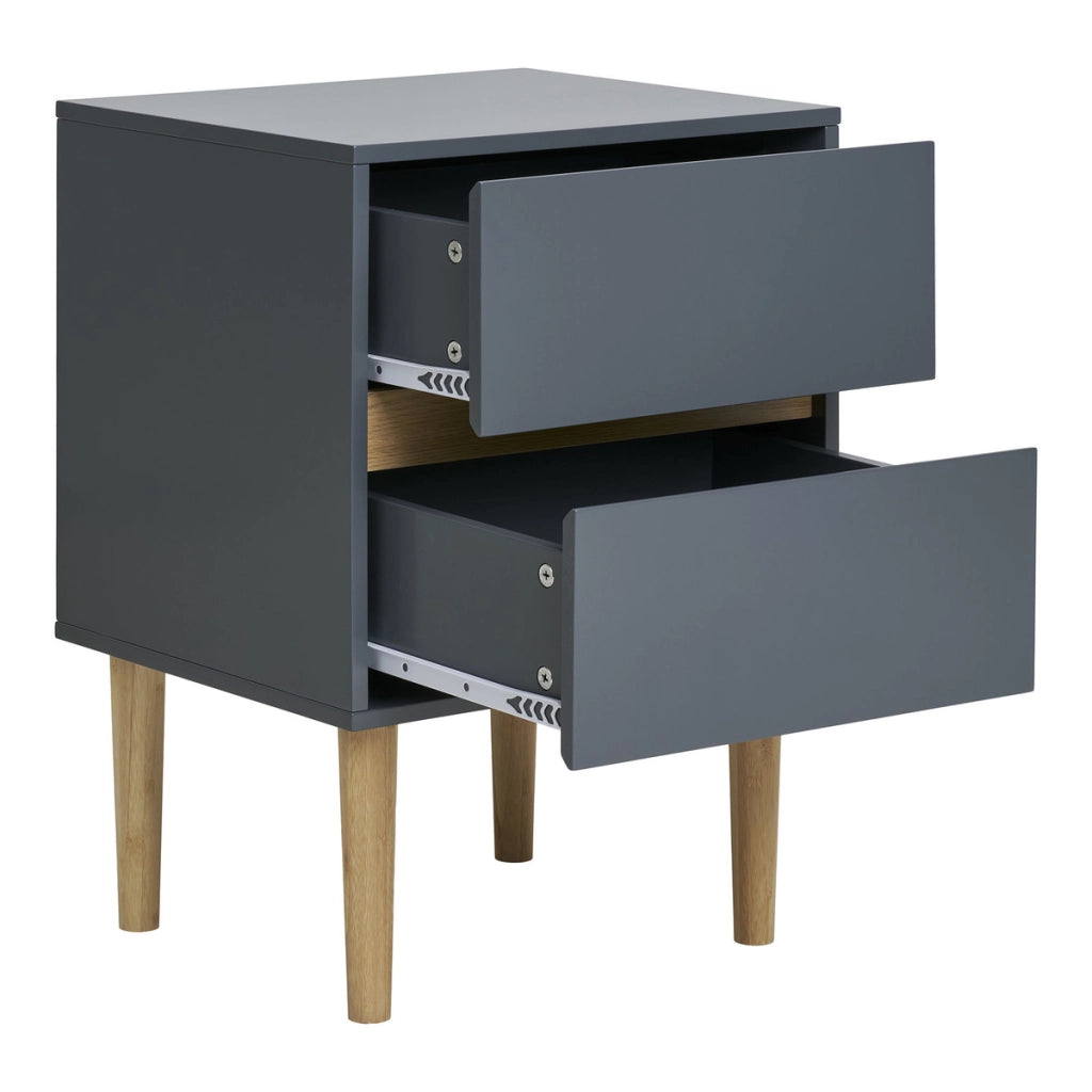 Comodino Bisley, Grigio, MDF, 35x40x55 cm