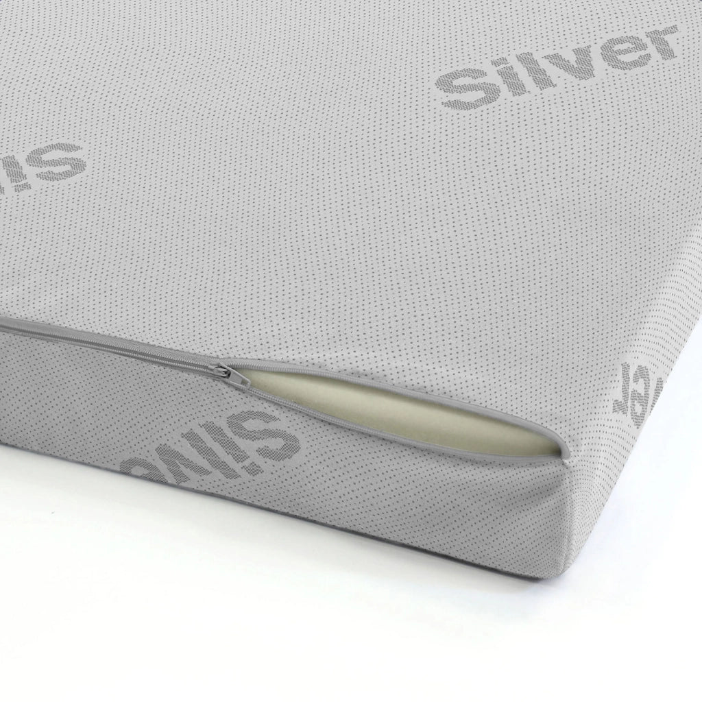 Topper Matrimoniale 160x190 cm Memory Sfoderabile Fodera Silver con Elastici in Poliestere e Fibra Bianco