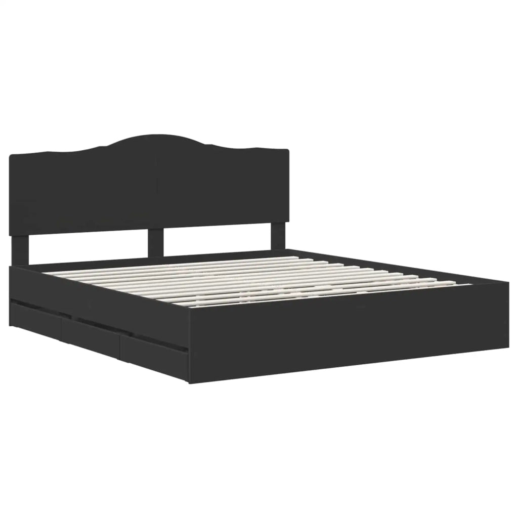 Letto matrimoniale | Letto per adulti | Struttura del letto Nero 200 x 200 cm Legno Ingegnerizzato