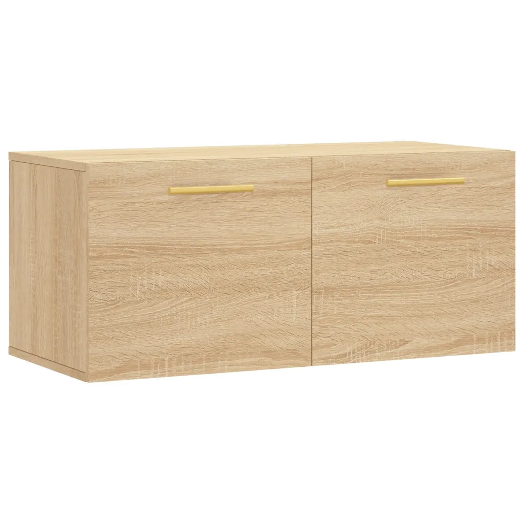Mobile contenitore decorativo moderno a parete 80 x 36,5 x 35 cm realizzato in legno composito di rovere Sonoma 02_0048857