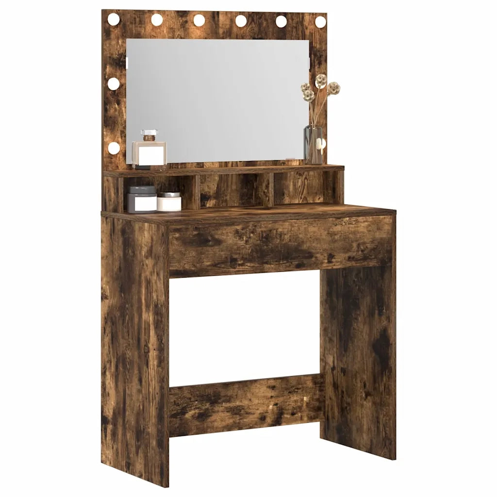 Tavolo da Trucco con lo scaffale Rovere fumé 75,5 x 41 x 135 cm 865113