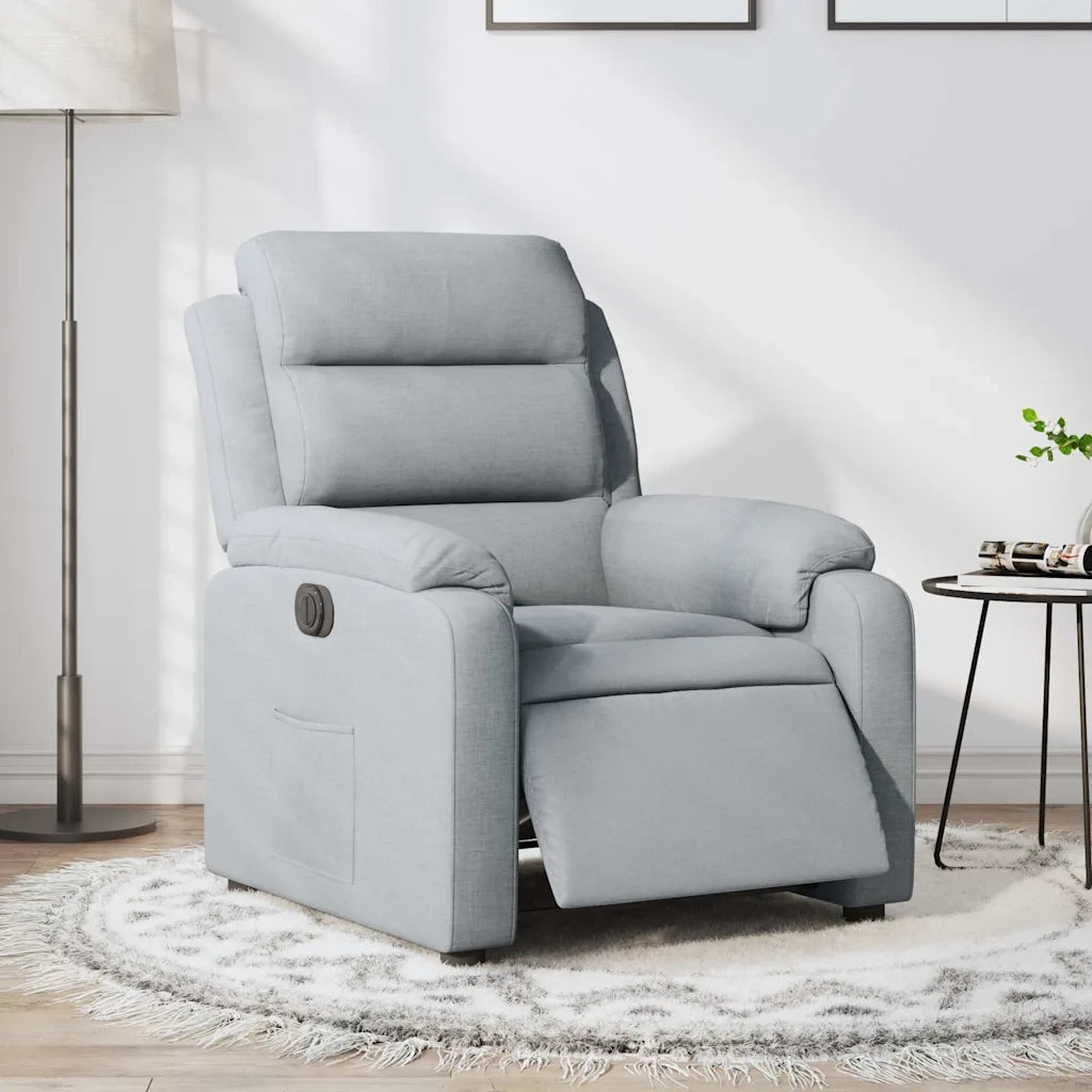 Poltrona | Sedia Relax Elettrica Reclinabile Grigio Chiaro in Tessuto