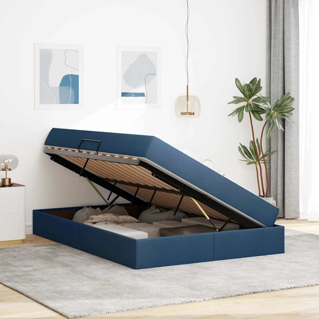 Letto con contenitore e materasso Blu 140 x 200 cm Poliestere 3399669