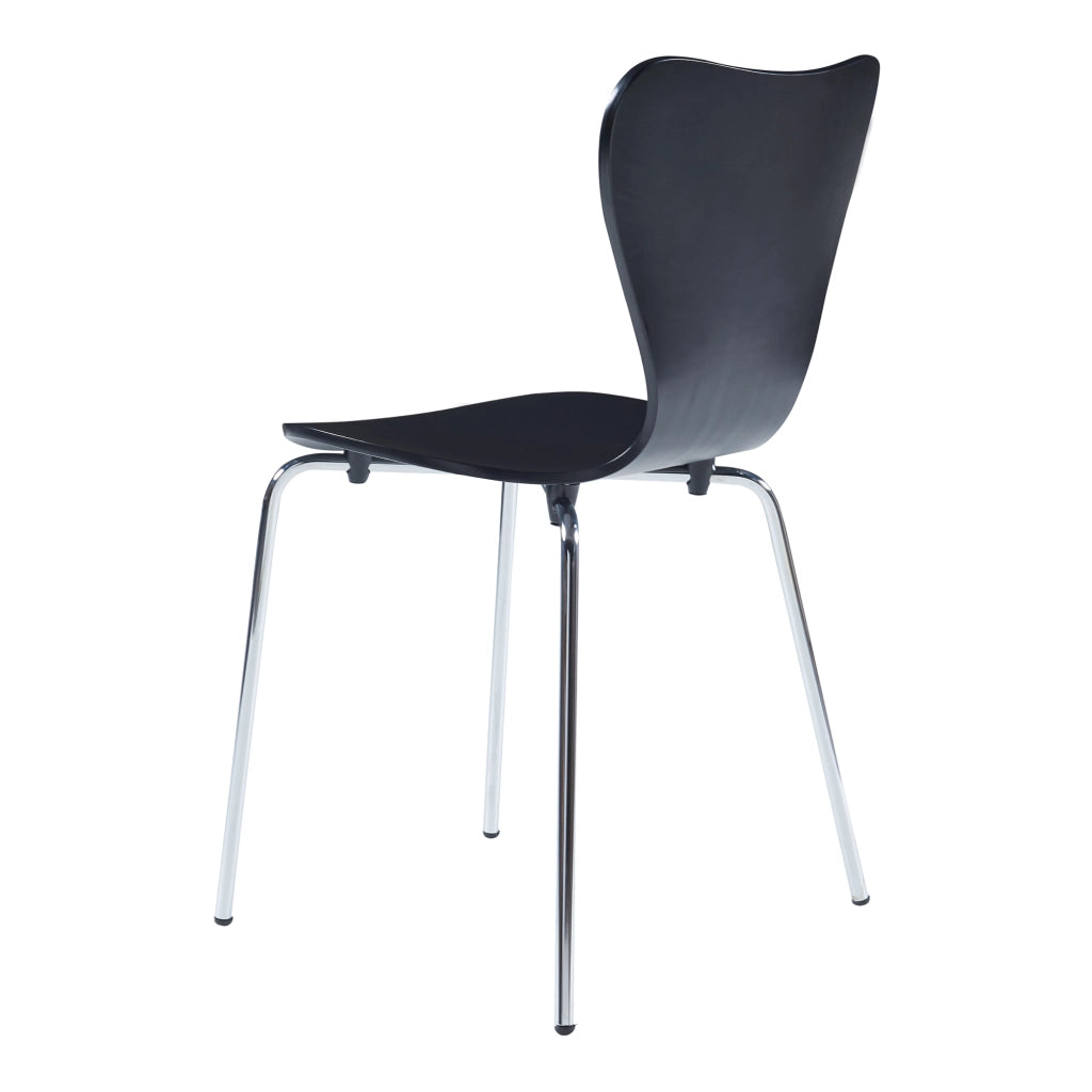 Set di 4 Sedie da Sala Essunga Impilabili - Nero / Cromato [en.casa]