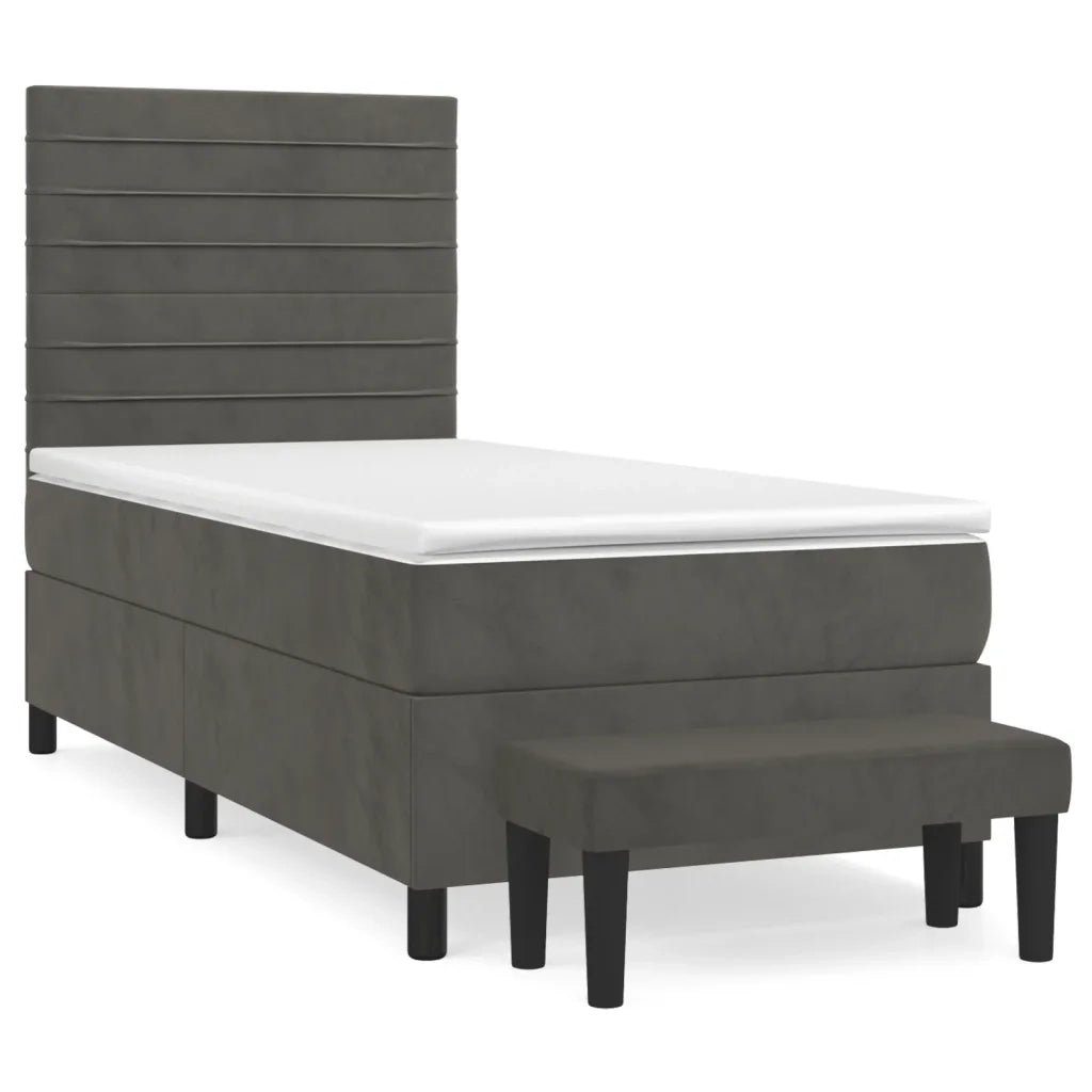 Giroletto a Molle con Materasso Grigio Scuro 80x200 cm Velluto 3137870