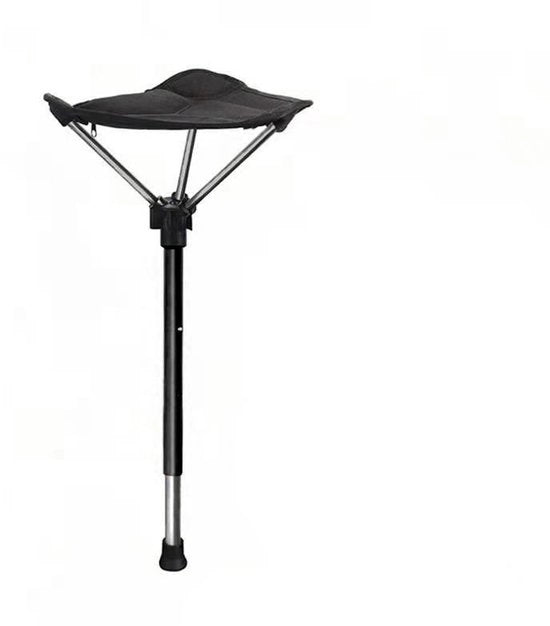 Sedia da campeggio con piede unico, bastone da trekking pieghevole con sedile, reiskruk ultracompatta per campeggio, passeggio e attività all'aperto (1 piede), nero.