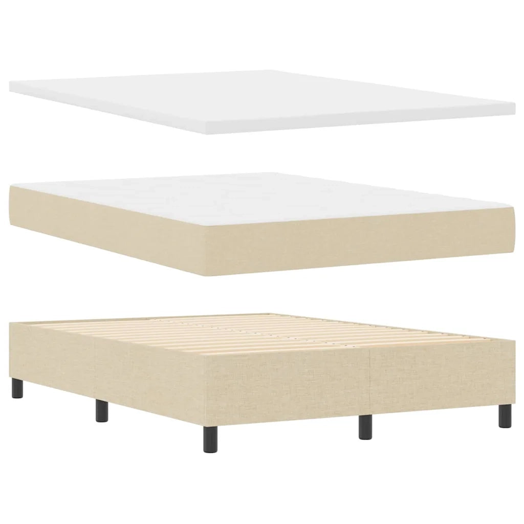 Letto a Sorgente LED con materasso Crema 140 x 190 cm Tessuto