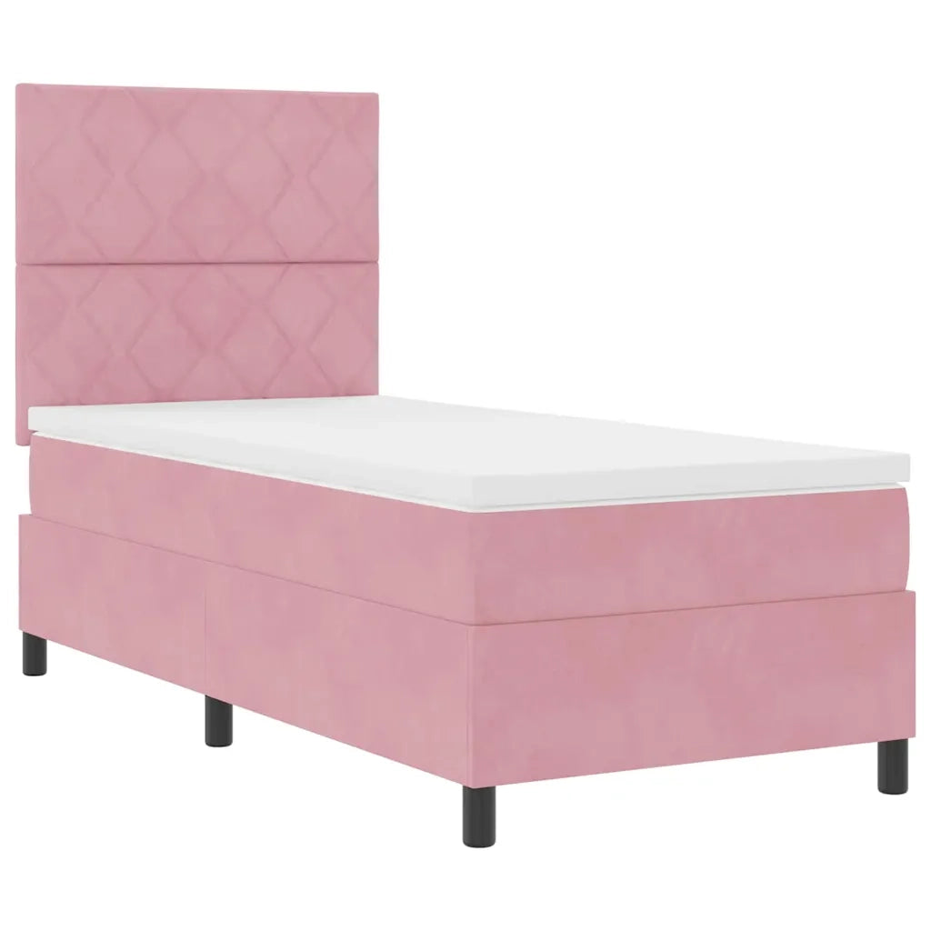 Letto a Sorgente LED con materasso Rosa 90 x 200 cm Tessuto