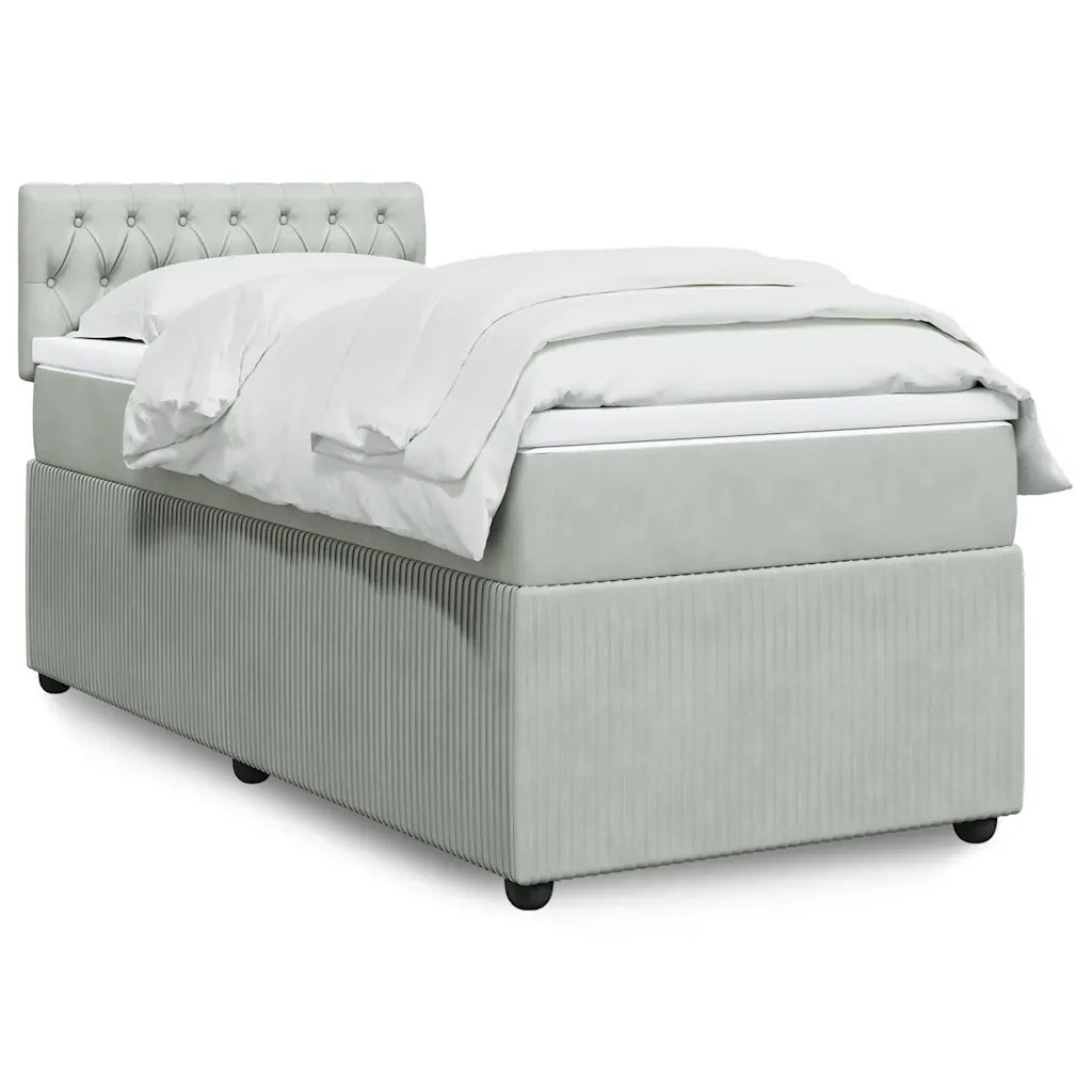 Giroletto a Molle con Materasso Grigio Chiaro 90x190 cm Velluto