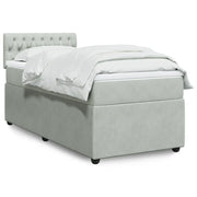 Giroletto a Molle con Materasso Grigio Chiaro 90x190 cm Velluto