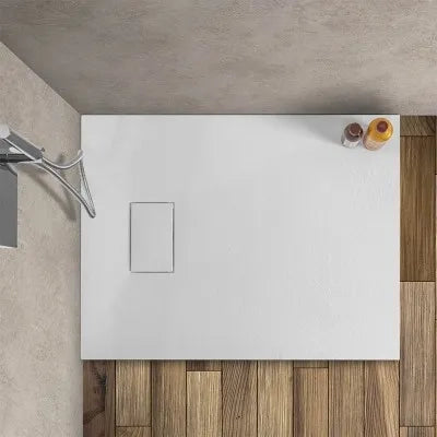 Piatto doccia 80x80 cm bianco effetto pietra in resina riducibile Agorà