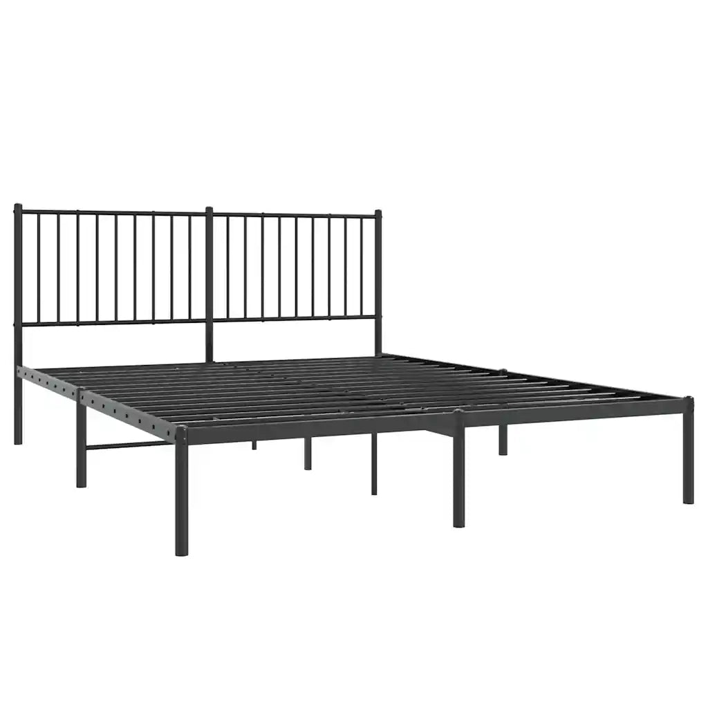 Letto matrimoniale | Letto per adulti | Giroletto con Testiera in Metallo Nero 160x200 cm